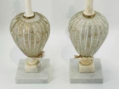 Pair of Murano Glass Alabaster Table Lamps Italy 1960s - 3319343