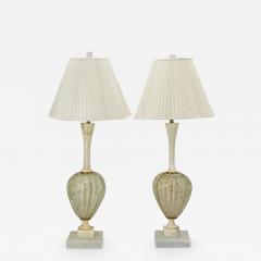 Pair of Murano Glass Alabaster Table Lamps Italy 1960s - 3323128