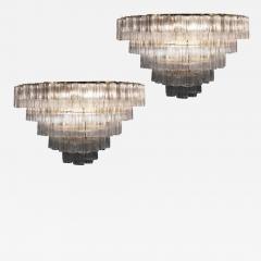 Pair of Murano Glass Clear Tronchi Chandeliers - 2626427