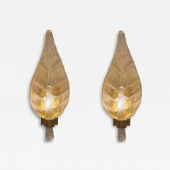 Pair of Murano Glass Leaf Sconces - 4248594