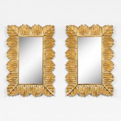 Pair of Murano Glass Mirrors with Gold Leaf and Brass Details Italy 2025 - 4236232