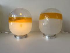 Pair of Murano Glass Orange White Smoke Saturn Lamps Italy 1970s - 4590273