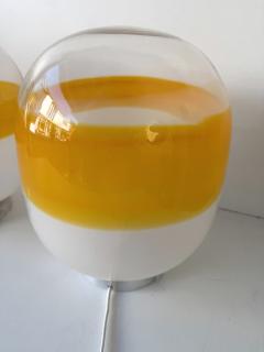 Pair of Murano Glass Orange White Smoke Saturn Lamps Italy 1970s - 4590275