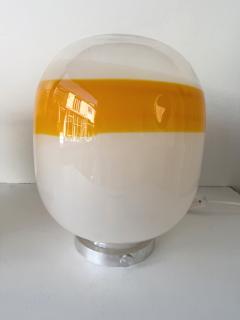 Pair of Murano Glass Orange White Smoke Saturn Lamps Italy 1970s - 4590280