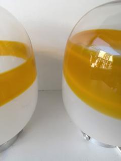 Pair of Murano Glass Orange White Smoke Saturn Lamps Italy 1970s - 4590282
