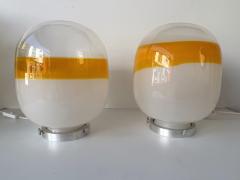 Pair of Murano Glass Orange White Smoke Saturn Lamps Italy 1970s - 4590361