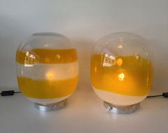 Pair of Murano Glass Orange White Smoke Saturn Lamps Italy 1970s - 4590382
