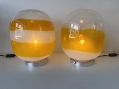 Pair of Murano Glass Orange White Smoke Saturn Lamps Italy 1970s - 4590383