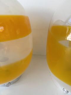 Pair of Murano Glass Orange White Smoke Saturn Lamps Italy 1970s - 4590391