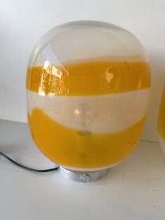 Pair of Murano Glass Orange White Smoke Saturn Lamps Italy 1970s - 4590392