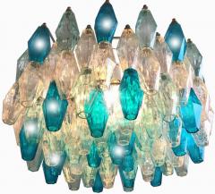 Pair of Murano Glass Poliedri Colored Chandelier in the Style of Carlo Scarpa - 1300690