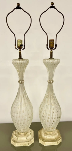 Pair of Murano Glass Speckle Table Lamps Mid Century Modern - 2488820