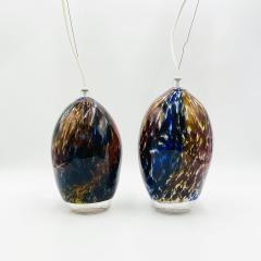 Pair of Murano Glass Style Pendant Lights Signed Dated - 3109395