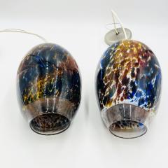 Pair of Murano Glass Style Pendant Lights Signed Dated - 3109396