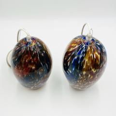 Pair of Murano Glass Style Pendant Lights Signed Dated - 3109397