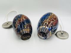 Pair of Murano Glass Style Pendant Lights Signed Dated - 3109399