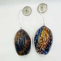 Pair of Murano Glass Style Pendant Lights Signed Dated - 3109400