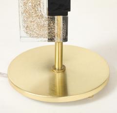Pair of Murano Glass Table Lamps with 24K Gold and Black Glass Blocks Italy - 4448820