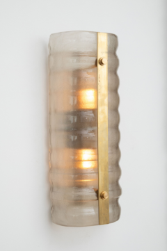 Pair of Murano Glass and Brass Wall Lights - 3833324