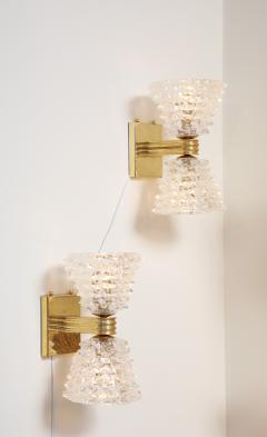 Pair of Murano Rostrato Glass and Unlacquered Brass Sconces Italy - 4238766