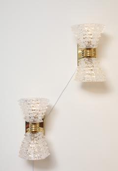 Pair of Murano Rostrato Glass and Unlacquered Brass Sconces Italy - 4238770