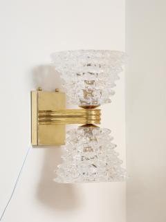 Pair of Murano Rostrato Glass and Unlacquered Brass Sconces Italy - 4238771