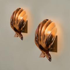 Pair of Murano bronze glass scallop shell wall lghts - 4615789