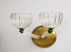 Pair of Murano glass and brass wall sconces - 855198