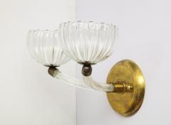 Pair of Murano glass and brass wall sconces - 855201