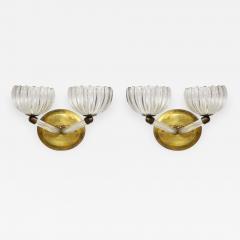Pair of Murano glass and brass wall sconces - 856728