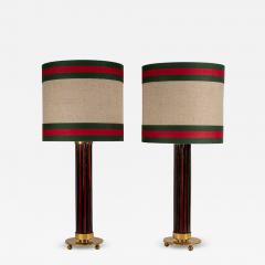 Pair of Murano glass rods on brass metal table lamps - 4483492