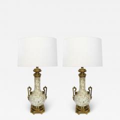 Pair of Murano gold aventurine bottle form lamps with brass mounts - 2667528