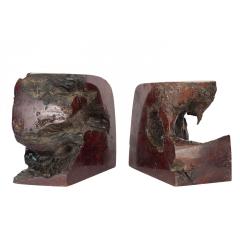 Pair of Natural Burl Wood Bookends - 4733376