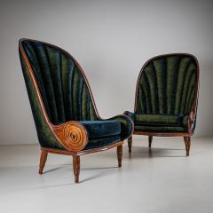 Pair of Nautilus Armchairs by Paul Iribe for Annibale Colombo Italy 1980s - 4413918