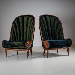 Pair of Nautilus Armchairs by Paul Iribe for Annibale Colombo Italy 1980s - 4413919
