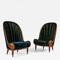 Pair of Nautilus Armchairs by Paul Iribe for Annibale Colombo Italy 1980s - 4413969