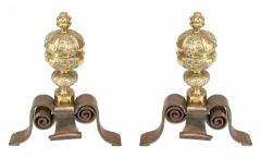 Pair of Neo Classic Large Brass Andirons - 4522245