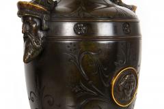Pair of Neo Greco Bronze and Marble Urns Vases with Candlestick circa 1880 - 4416549