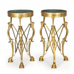 Pair of Neo Pompeian Brass and Green Marble Gueridon Side Tables - 4502371