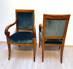 Pair of Neoclassical Armchairs Walnut Solid Green Velvet France circa 1830 - 1612308