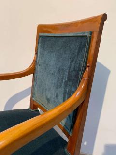 Pair of Neoclassical Armchairs Walnut Solid Green Velvet France circa 1830 - 1612319