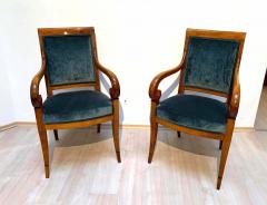 Pair of Neoclassical Armchairs Walnut Solid Green Velvet France circa 1830 - 1614255