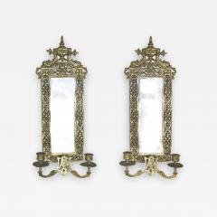 Pair of Neoclassical Brass Mirrored Candle Sconces - 1861462