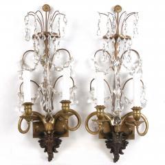 Pair of Neoclassical Bronze and Crystal Sconces - 1945346