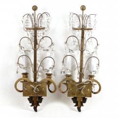 Pair of Neoclassical Bronze and Crystal Sconces - 1945352