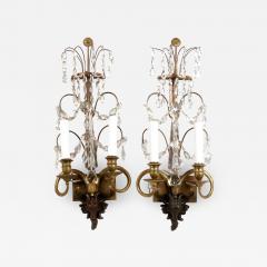 Pair of Neoclassical Bronze and Crystal Sconces - 1947594