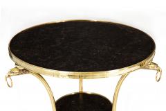 Pair of Neoclassical Fossilized Marble Brass Gueridon End Tables - 4420139