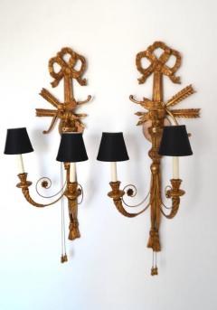 Pair of Neoclassical Giltwood Two Arm Wall Sconces - 875012