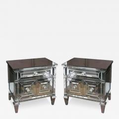 Pair of Neoclassical Modern Mirrored Cabinet Nightstands - 3098940