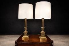 Pair of Neoclassical Revival Bronze Table Lamps with Sculptural Classical Bases - 4541316
